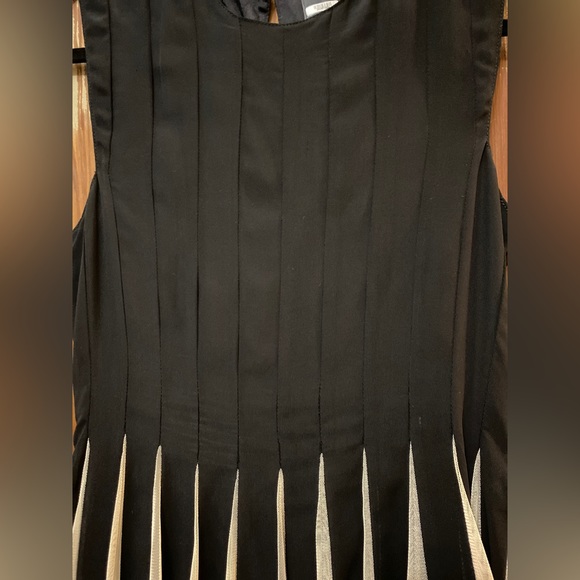 Black and Ivory Mesh Striped Dress - Picture 2 of 8